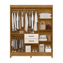 Ver imagem 3 de Guarda Roupa Casal Frisado 7 Portas 2 Gavetas 2 Espelhos e Pés Malta Marrom/Freijo/Off White