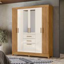 Ver imagem 1 de Guarda Roupa Casal Frisado 7 Portas 2 Gavetas 2 Espelhos e Pés Malta Marrom/Freijo/Off White