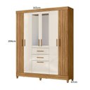 Ver imagem 4 de Guarda Roupa Casal Frisado 7 Portas 2 Gavetas 2 Espelhos e Pés Malta Marrom/Freijo/Off White