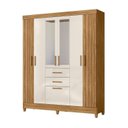 Ver imagem 2 de Guarda Roupa Casal Frisado 7 Portas 2 Gavetas 2 Espelhos e Pés Malta Marrom/Freijo/Off White