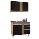 Ver imagem 1 de Armário Aéreo Indiana e Balcão Gabinete 100cm com Pia Inox Luziania Castanho/Preto - Lumil Lumil Móv