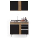 Ver imagem 7 de Armário Aéreo Indiana e Balcão Gabinete 100cm com Pia Inox Luziania Castanho/Preto - Lumil Lumil Móv
