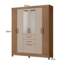 Ver imagem 4 de Guarda Roupa Casal Frisado 7 Portas 2 Gavetas 2 Espelhos e Pés Malta Marrom/Carvalho/Fendi