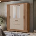 Ver imagem 1 de Guarda Roupa Casal Frisado 7 Portas 2 Gavetas 2 Espelhos e Pés Malta Marrom/Carvalho/Fendi