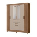 Ver imagem 2 de Guarda Roupa Casal Frisado 7 Portas 2 Gavetas 2 Espelhos e Pés Malta Marrom/Carvalho/Fendi
