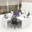 Ver imagem 1 de Estação de Trabalho Mesas em L 4 Lugares 120cm x 60cm Branco