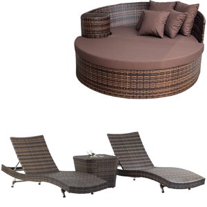 2 Espreguiçadeiras Bona e Mesa Grécia com Chaise Meia Lua em Alumínio - Piscina, Área, Jardim - Argi