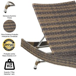 2 Espreguiçadeiras Bona e Mesa Grécia com Chaise Meia Lua em Alumínio - Piscina, Área, Jardim - Argi - 3
