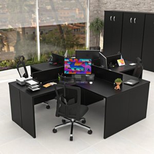 Estação de Trabalho Mesas em L 4 Lugares 120x60