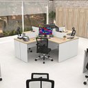 Ver imagem 2 de Estação de Trabalho Mesas em L 4 Lugares 120x60 Bege/Carvalho/Branco