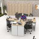 Ver imagem 3 de Estação de Trabalho Mesas em L 4 Lugares 120x60 Bege/Carvalho/Branco