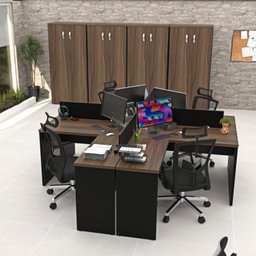 Estação de Trabalho Mesas em L 4 Lugares 120x60 - 2