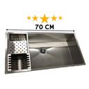 Ver imagem 1 de Cuba com Canal Equipado pia moderna 60x40 INOX 304 Quadrada - AJB AJB STORE Cuba 70x40 c/ canal equi