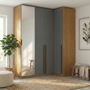Ver imagem 1 de Guarda Roupa Modulado de Canto Reto 4 Portas com Espelho Freijó/Titânio Altezza Trend