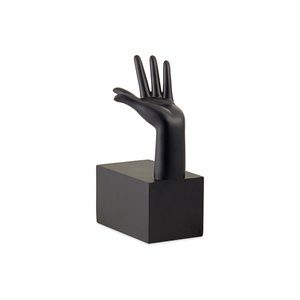 Escultura Decorativa Mão Esquerda Aberta Preta em Poliresina 29x17,5cm Mart