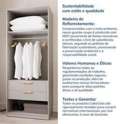 Guarda-roupa Modular 40cm sem Portas com Prateleiras Jade Cabecasa Madeiramadeira - 6