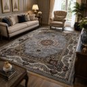 Ver imagem 2 de Tapete Persa Royal Cinza 300x400cm Fio Acetinado - Ideal para Quarto e Sala