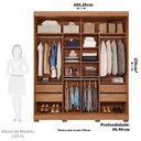 Ver imagem 4 de Guarda-Roupa Casal 2 Portas de Correr com Espelho e Pés 100% MDF 202cm Firenze Espresso Móveis Bege/Cinamomo/Off White