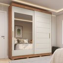 Ver imagem 1 de Guarda-Roupa Casal 2 Portas de Correr com Espelho e Pés 100% MDF 202cm Firenze Espresso Móveis Bege/Cinamomo/Off White