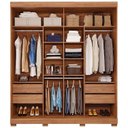 Ver imagem 5 de Guarda-Roupa Casal 2 Portas de Correr com Espelho e Pés 100% MDF 202cm Firenze Espresso Móveis Bege/Cinamomo/Off White