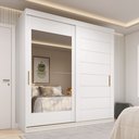 Ver imagem 1 de Guarda-Roupa Casal 2 Portas de Correr com Espelho 4 Gavetas 100% MDF 202cm Firenze Espresso Móveis Branco