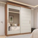 Ver imagem 1 de Guarda-Roupa Casal 2 Portas de Correr com Espelho 4 Gavetas 100% MDF 202cm Firenze Espresso Móveis Bege/Cinamomo/Off White