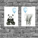Ver imagem 1 de Kit 2 Placas Infantis Bichinhos com Balões 18x27cm