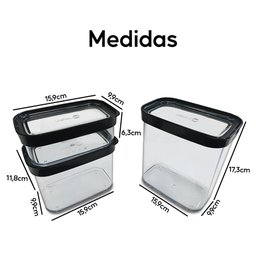 Kit 3 Potes Herméticos de Mantimentos Modulus 90 Helsim Potes Herméticos Modulus - 3