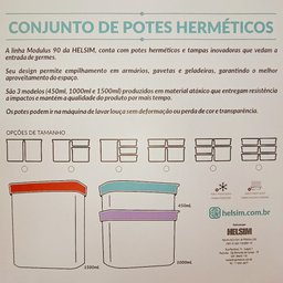 Kit 3 Potes Herméticos de Mantimentos Modulus 90 Helsim Potes Herméticos Modulus - 11