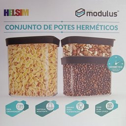 Kit 3 Potes Herméticos de Mantimentos Modulus 90 Helsim Potes Herméticos Modulus - 12