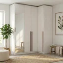 Ver imagem 1 de Guarda Roupa Modulado de Canto Reto 4 Portas com Espelho Branco Altezza Trend
