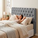 Ver imagem 2 de Cabeceira Cama Box Queen Size Sarah 160cm com Frame Suede Cinza - Desk Design
