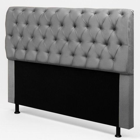 Cabeceira Cama Box Queen Size Sarah 160cm com Frame Suede Cinza - Desk Design