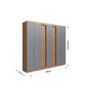 Ver imagem 3 de Roupeiro Milão 7 Portas 233,5x258x47cm Cinza/Freijó