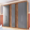 Ver imagem 1 de Roupeiro Milão 7 Portas 233,5x258x47cm Cinza/Freijó