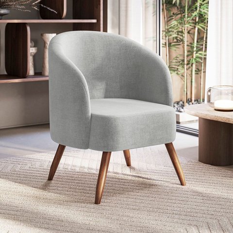 Poltrona Decorativa Estofada e Orgânica com Pés Palito Guatemala Espresso Móveis