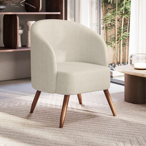 Poltrona Decorativa Estofada e Orgânica com Pés Palito Guatemala Yescasa