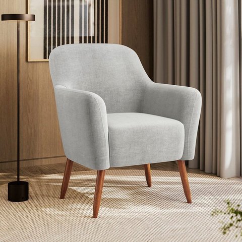 Poltrona Decorativa Estofada e Orgânica com Pés Palito Panamá Espresso Móveis