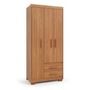 Ver imagem 3 de Guarda Roupa Casal 3 Portas 2 Gavetas Primacy Marrom/Freijó