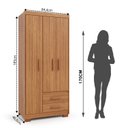 Ver imagem 5 de Guarda Roupa Casal 3 Portas 2 Gavetas Primacy Marrom/Freijó