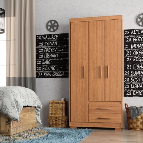 Guarda Roupa Casal 3 Portas 2 Gavetas Primacy