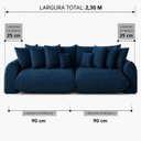 Ver imagem 4 de Sofá Retrátil 3 Lugares Veludo Armani 2,30 Mts Azul