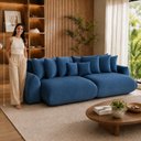 Ver imagem 6 de Sofá Retrátil 3 Lugares Veludo Armani 2,30 Mts Azul