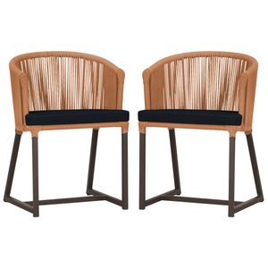 2 Cadeiras de Jantar Área Noronha em Alumínio com Pintura Marrom Corda Náutica E12 Trama Original