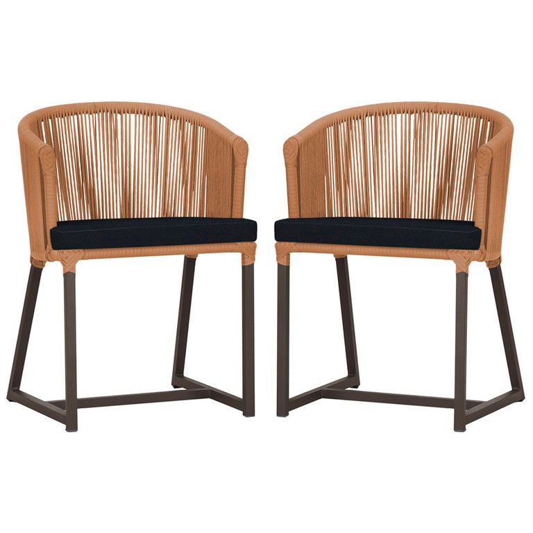 2 Cadeiras de Jantar Área Noronha em Alumínio com Pintura Marrom Corda Náutica E12 Trama Original 2 Cadeiras de Jantar Área Noronha em Alumínio com Pintura Marrom Corda Náutica E12 Trama Original