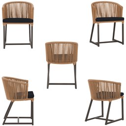 2 Cadeiras de Jantar Área Noronha em Alumínio com Pintura Marrom Corda Náutica E12 Trama Original - 5