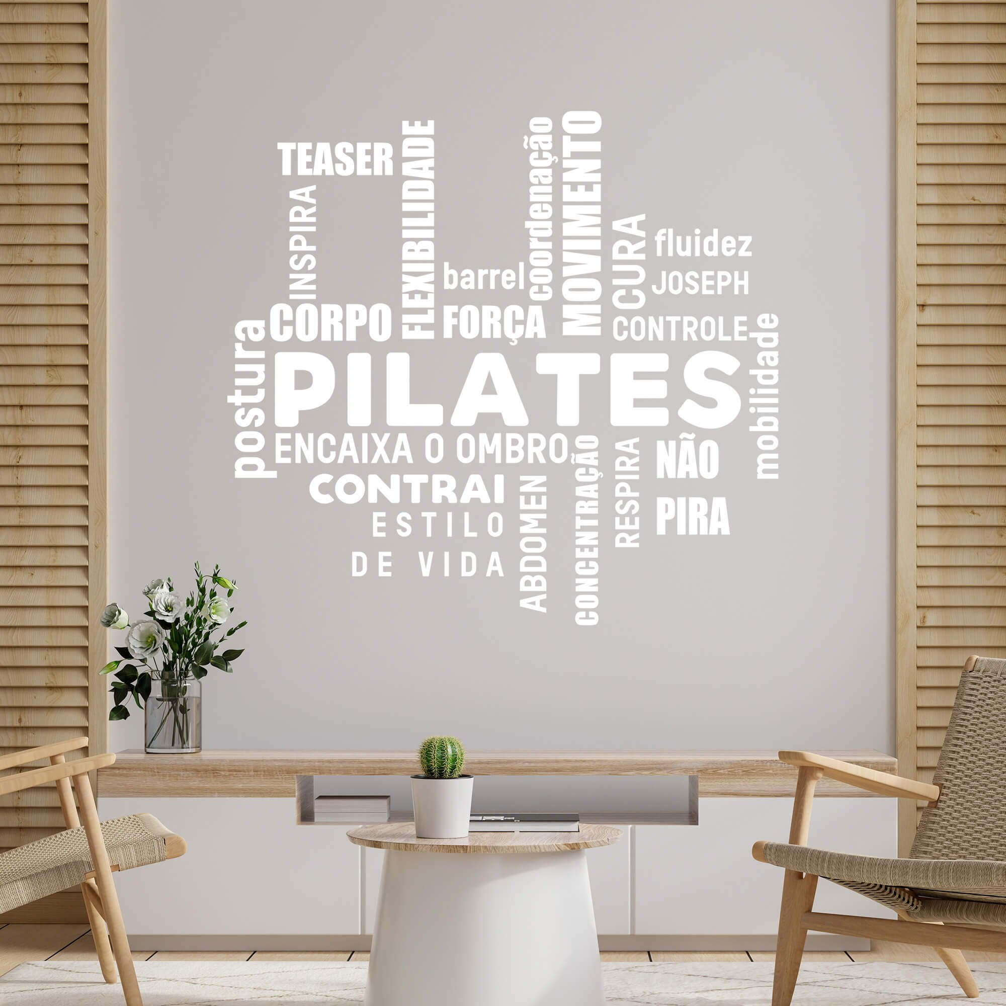 Adesivo Decorativo Palavras Motivação Pilates Movimento Cura Decoração Studio Kanto Store Adesivo de