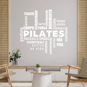 Adesivo Decorativo Palavras Motivação Pilates Movimento Cura Decoração Studio Kanto Store Adesivo de
