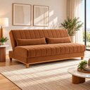 Ver imagem 1 de Sofá Cama 3 Lugares 1,80m Veludo Colors Laranja Terracota