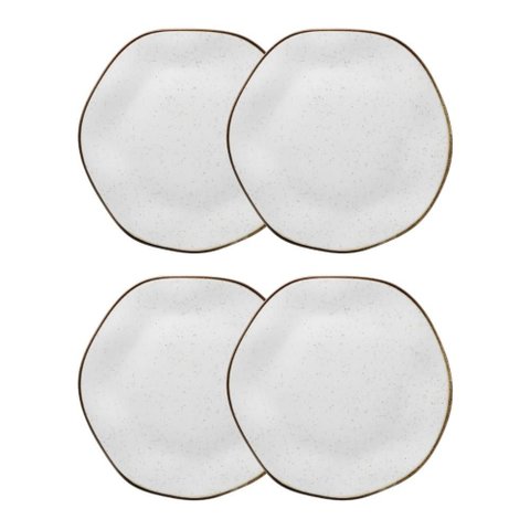 Conjunto 4 Pratos Rasos 22,5 Cm Ryo Maresia Porcelana Oxford